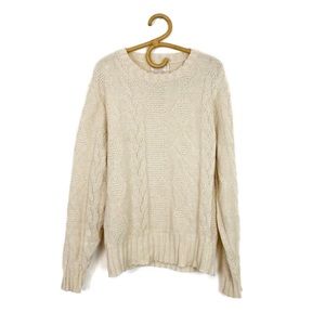 Vintage | The King Size Co | Cream Wool Blend Fishermans Knit Sweater Size M